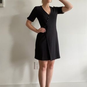 Madewell black short button puff sleeve dress